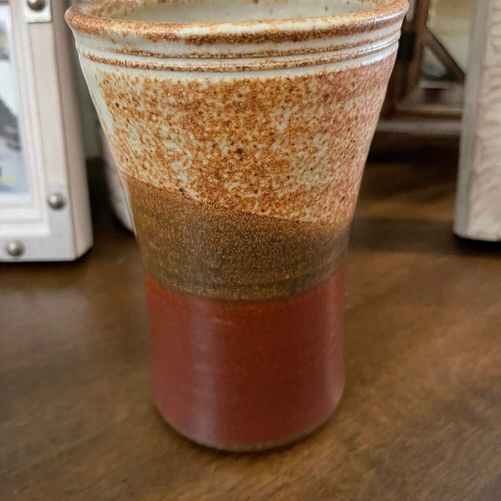 studio Art Pottery decorative Vase Brown  6-1/4” boho